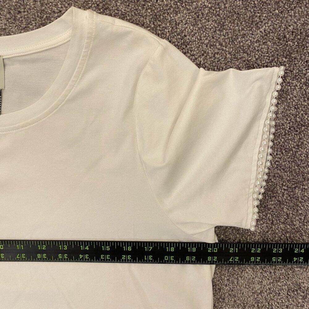 JOIE Women’s Cropped Top Size L White Short Sleeves Crew Neck Cotton Tee NWOT - Picture 6 of 8